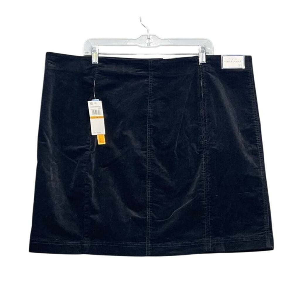 Tinseltown Junior Denim Plus‎ Sz 3X Cotton Velvet Black Mini Skirt NWT